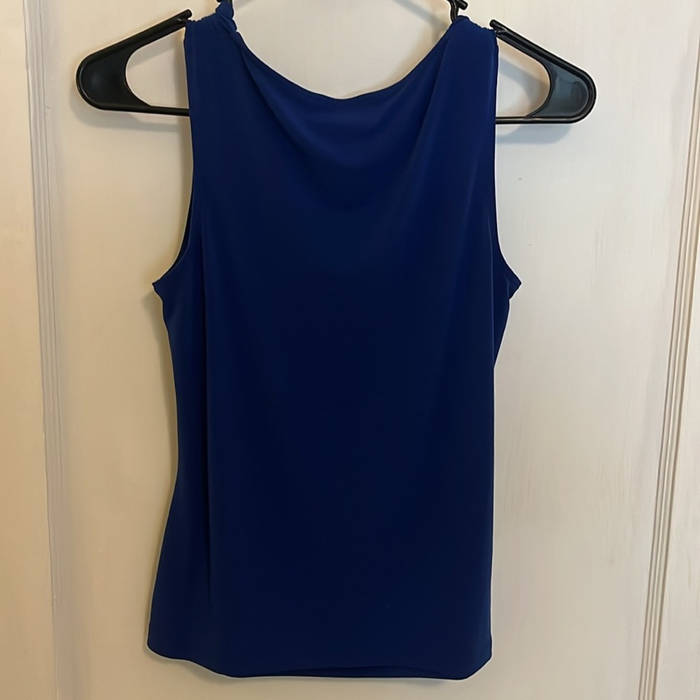 Royal Blue Calvin Klein Cowl-Neck Sleeveless Top (Petite Small) - Picture 2 of 4
